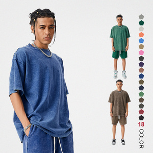 T-shirts unisexe en coton 250 GSM, coupe oversize, épaules tombantes, manches courtes, effet délavé, personnalisables avec logo pour homme - Product Image 1