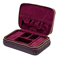 Boîte de rangement de bijoux portable personnalisée pour colliers et boucles d'oreilles, emballage cadeau, boîte de rangement de bijoux de voyage en cuir PU de luxe avec pochette