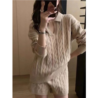 Ensemble de pulls pour femmes, style coréen, col mandarin, anti-froissement, luxe, tissé en nylon/coton, nouvelle collection automne-hiver 2025