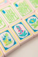 Nouvelles tuiles de mahjong américaines personnalisées en pêche - Design floral lumineux, oiseaux et dragons, style mignon et fantaisiste pour les joueurs de Mahjong
