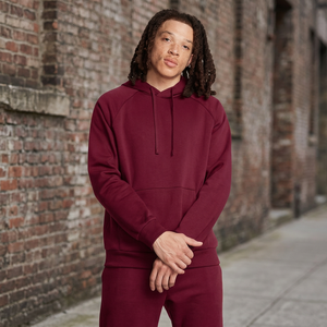 <b>Men's</b> <b>Burgundy</b> Hooded Sweatshirt Regular Fit Casual Autumn Wear 100% Cotton Knitted Front Pocket Design - Product Image 2