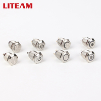 12mm 16mm métal bouton poussoir acier inoxydable réinitialisation verrouillage étanche IP65 12V anneau LED illuminé 1NO bouton poussoir interrupteur 12mm