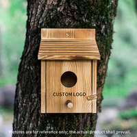 Nichoir moderne en bois massif pour jardin, cage à oiseaux suspendue d'extérieur avec fermeture à bouton, motif animal, nichoirs pour oiseaux en solde