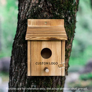 Nichoir moderne en bois massif pour jardin, cage à oiseaux suspendue d'extérieur avec fermeture à bouton, motif animal, nichoirs pour oiseaux en solde - Product Image 4