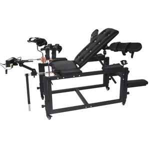 Chaise BDSM robuste, <span class=keywords><strong>table</strong></span> gynécologique réglable avec attaches et roulettes pour jeux fétichistes et utilisation avec machine pour adultes (Noir) - Product Image 1