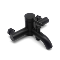 Robinet de baignoire mural en acier inoxydable noir mat avec inverseur et double commande pour salle de bain moderne