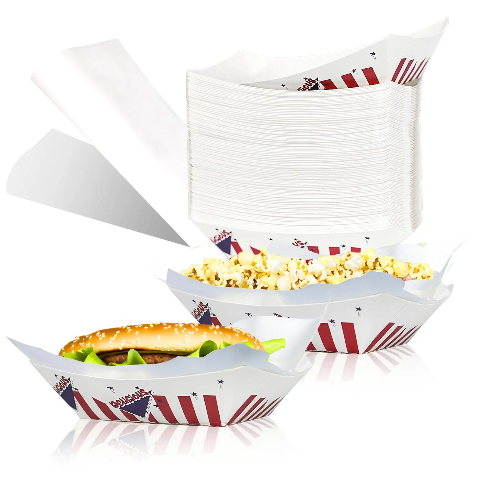 Disposable Boat Shape Kraft Paper Fired Chips Party Food Tray