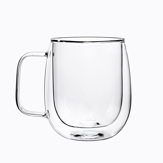 Custom Logo Eco-Friendly Food Grade Reusable High Borosilicate Double-Walled Coffee Mug Heat-Resistant Clear Glass Ergonomic