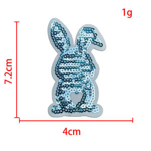 Parches de Lentejuelas Brillantes con Patrones de Dibujos Animados Coloridos, Parches de Chenilla Termoadhesivos Personalizados con Diseño de Conejo de Pascua - Product Image 5