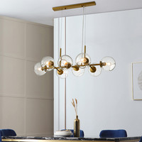 Chandelier rétro vintage style campagnard européen, lampe de chevet avec boules de verre, lustre de chevet pour chambre à coucher