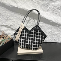 Tas Tote PU Retro Trendy May Shine untuk Wanita, Tas Kasual Kapasitas Besar, Penutup Ritsleting, Tekstur Indah, Bahan Poliester Portabel