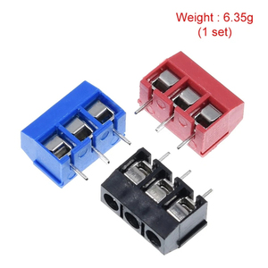 10pcs <span class=keywords><strong>KF301</strong></span>- 3 P vít 5.0mm khối thiết bị đầu cuối 3 pin spliceable PCB khối thiết bị đầu cuối kết nối màu đen màu đỏ và màu xanh - Product Image 2