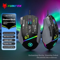 Souris optique filaire USB XUNFOX G7 avec macros programmables, rétroéclairage LED, mécanique pour jeux, pour PC et ordinateur portable
