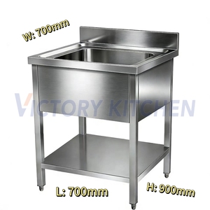 อ่างล้างจานเดี่ยวสแตนเลสคุณภาพสูง VICTORY KITCHEN รุ่น 201 หนา 1.0 มม. ขนาด 70*70*90 ซม. สไตล์ยุโรป สำหรับอุปกรณ์โรงแรม - Product Image 4
