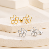 Boucles d'oreilles clous Muweike en argent sterling 925 vermeil avec zircon, motif floral, élégantes pour femme, bijoux raffinés