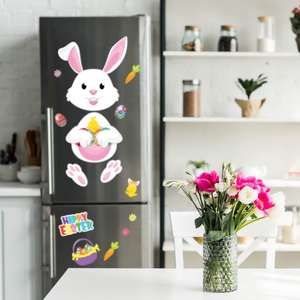Best-Selling Easter Bunny Fridge Magnet Elegant Bunny Egg Design <b>for</b> Holiday Parties Home/Cabinet Decorations Made Durable Paper - Product Image 1