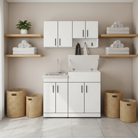 Meuble de salle de bain moderne italien écologique, mural, en acier inoxydable, avec évier pour machine à laver, étanche, pour hôtel et villa