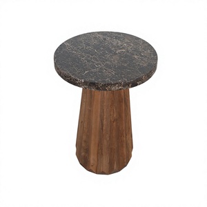 Modern Eco-Friendly <b>Marble</b> Top Wood Side <b>Table</b> Handmade Living Room Furniture for Hotel Use - Product Image 3