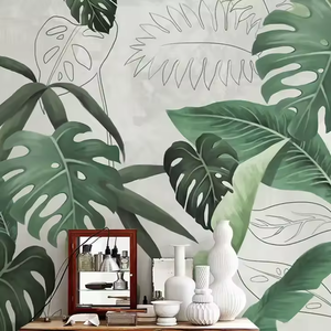 Plantes vertes décoration murale <span class=keywords><strong>Jungle</strong></span> feuille affiches murales <span class=keywords><strong>Stickers</strong></span> <span class=keywords><strong>muraux</strong></span> Art peintures murales pour <span class=keywords><strong>chambre</strong></span> salon décoration de la maison - Product Image 6