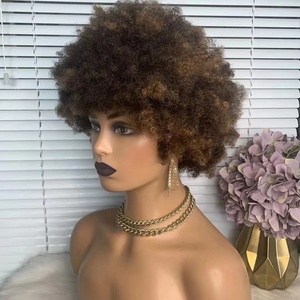Perruques brésiliennes courtes afro crépues bouclées à la machine pour femmes noires, vente en gros, bon marché - Product Image 2