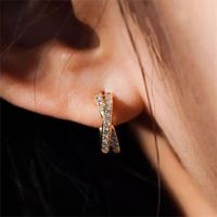 Boucles d'oreilles torsadées pour femmes en argent sterling S925 à double rangée, exquises, nouveauté populaire transfrontalière très vendue