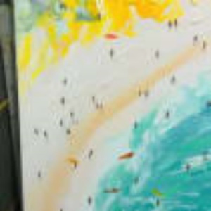 Peinture acrylique abstraite originale sur toile, nature morte de plage, art doré estival de bord de mer pour bureau, salon, mur, maison, hôtel - Product Image 6