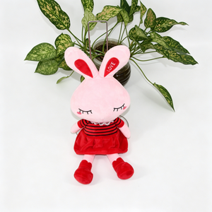 Conejito de peluche rosa personalizado, muñeco de conejo de peluche, conejo de peluche con vestido, conejo de peluche durmiendo, conejo de peluche amoroso - Product Image 4