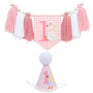 Thème d'oie anniversaire glands bannière bébé casquette 1er anniversaire <span class=keywords><strong>fête</strong></span> <span class=keywords><strong>décoration</strong></span> fournitures bébé chaise haute bruant - Product Image 2
