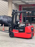 Chariot élévateur électrique contrepoids à 3 roues de 2 tonnes avec fourches forgées et pneus pleins, chariot élévateur compact pour la manutention de matériaux en entrepôt