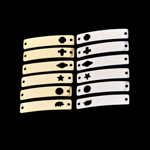 Kustom 6*30.5mm bengkok persegi panjang <span class=keywords><strong>Bar</strong></span> cermin dipoles baja nirkarat berongga konektor hati pesona untuk DIY membuat Gelang - Product Image 2