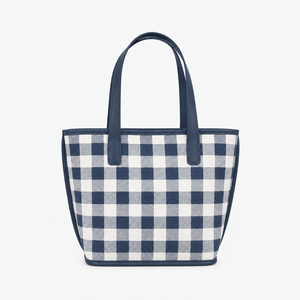 Sac fourre-tout à carreaux en toile imperméable de haute qualité pour femme, imprimé personnalisé, réutilisable, mini sac de plage décontracté avec fermeture à fermoir - Product Image 4