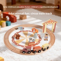 Ensemble de train de cirque en bois écologique avec figurines d'animaux et maître de cérémonie pour enfants - Jouet éducatif Montessori pour les tout-petits de 3 ans et plus