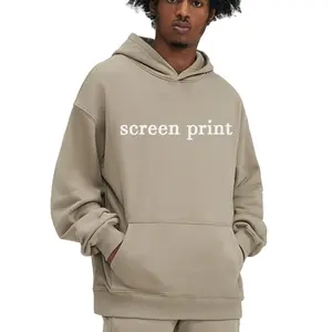 Mock boyun 320gsm geri woods boy uzun kollu hafta sonu ağır akülü kalite unisex hoodies özel giymek