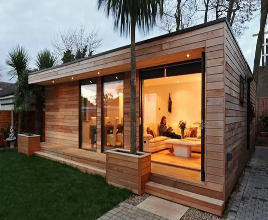 Gebäude materialien langlebige modulare luxus niedrigen kosten container smart haus eine schlafzimmer moderne glas holz hotel studio