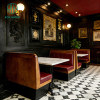 Ensemble de table et chaises de restaurant en cuir rouge avec comptoir en marbre, meubles de banquette Ron Group