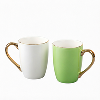 Tasse à café en céramique de luxe, tasse en porcelaine avec poignée dorée, impression personnalisée, tasse à thé ou à lait, cadeau pour la maison ou les fêtes