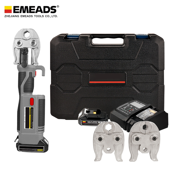 GES-1525 1/2-2'' Electric Hydraulic Cordless Battery Clamping Machine Pipe Pressing Crimping Tool 240V 30mm Stroke 19KN Output