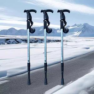Palos telescópicos ultraligeros de aleación de aluminio para exteriores, equipo de Camping de 3 secciones, bastones de senderismo con bloqueo interno, bastón para caminar - Product Image 2