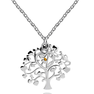 Collar <span class=keywords><strong>de</strong></span> árbol genealógico <span class=keywords><strong>de</strong></span> acero inoxidable con dijes <span class=keywords><strong>de</strong></span> <span class=keywords><strong>semilla</strong></span> <span class=keywords><strong>de</strong></span> <span class=keywords><strong>mostaza</strong></span>, regalo <span class=keywords><strong>de</strong></span> joyería minimalista, collar con colgante <span class=keywords><strong>de</strong></span> recuerdo grabable para mujer - Product Image 1