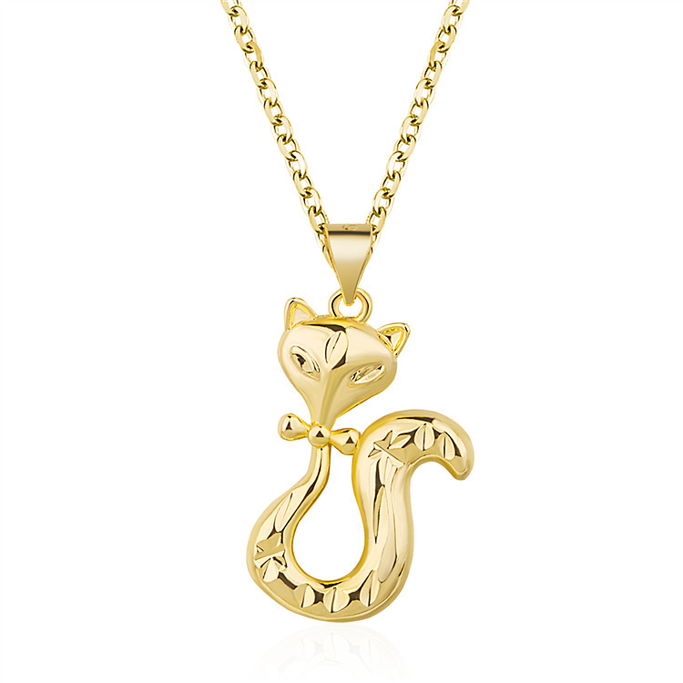 CS-DB 24K Gold Plated Jewelry Cat Fox Head Lovely Pendant Women Necklace 18.4 CS-DB 24K Gold Plated Jewelry Cat Fox Head Lovely Pendant Women Necklace 18.4
