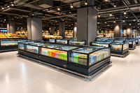 Congélateur commercial combiné pour supermarché, vitrine réfrigérée pour aliments surgelés, congélateur coffre avec couvercle en verre pour viande et crème glacée