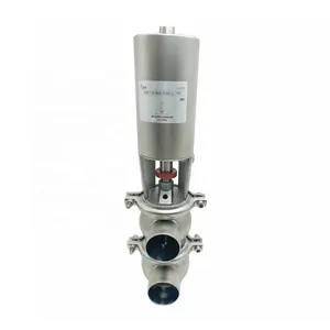 New Sanitary Hygienic Stainless Steel Pneumatic Double Seat Flow Divert valve