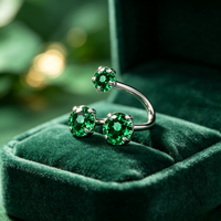 Anneau de nombril à quatre griffes en zircon 5A, en acier chirurgical 316L, bijou de piercing étincelant en CZ AAA pour femme