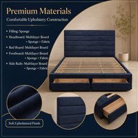 Lit plateforme bleu sur mesure avec cadre rembourré en tissu pour hôtels, appartements et mobilier de vente au détail – Fournisseur OEM B2B