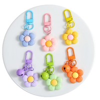 Porte-clés en résine mignon en forme de fleur, coloré, avec mousqueton, breloque de sac, pendentif clochette, accessoire cadeau, vente en gros