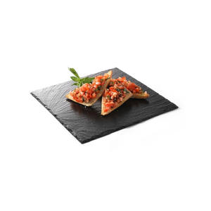 Juego de platos de cena de pizarra natural, Plato cuadrado de barbacoa japonés para bistec de <span class=keywords><strong>sushi</strong></span>, comida occidental creativa, patrón redondo, pizarra negra - Product Image 4