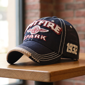 Casquettes de baseball en coton à 6 panneaux avec logo personnalisé, couleurs unies, patch brodé, effet usé, motif lettres - Product Image 3