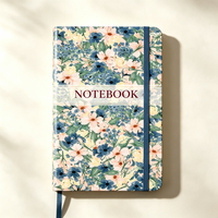Carnet à couverture rigide personnalisé à motif floral A5, avec bande élastique et marque-page en ruban, idéal comme cadeau