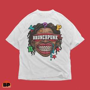 T-Shirt Oversize Unisex con Grafica Cartoon Drip Face Stile Brunchpunk Streetwear Retrò Y2K Skater - Product Image 1