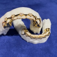 Bijoux Hiphop Argent 925 10K 14K 18K Or 8 Top 8 Bas Bretelles Coeur Personnalisées Grillz Avec Vvs Moissanite